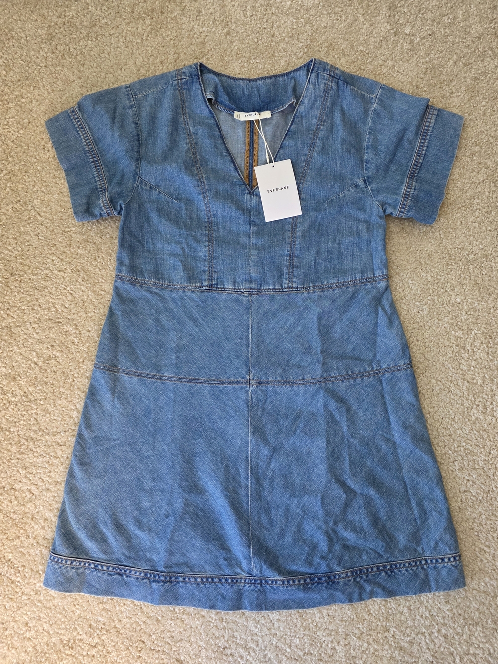 Everlane Denim Short-Sleeve Dress | Light Indigo Size 6 NWT